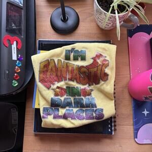 Vintage 70s Naughty Funny Fantastic In Dark Places Womens Baby T Medium